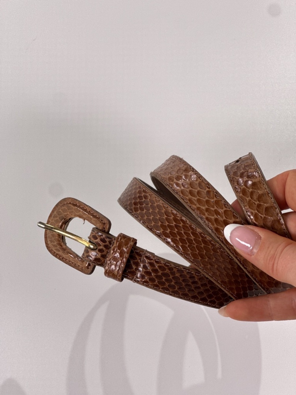 Vintage Genuine Snakeskin Belt 32 35 Brown Waist Accessory - Picture 2 of 12